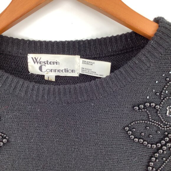 Vintage Western Connection 80's Beaded Slouch Sweater Large Gothic Acadamia 80's - Picture 2 of 8